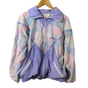 80s Pastel Color Block Windbreaker Track Jacket Vintage E
